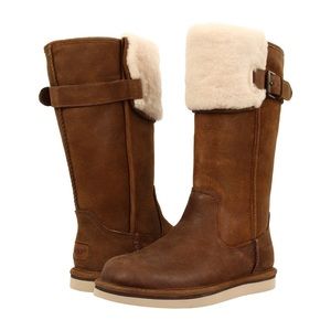 Ugg  Australia Willow Brown Leather High Boots Sz 6